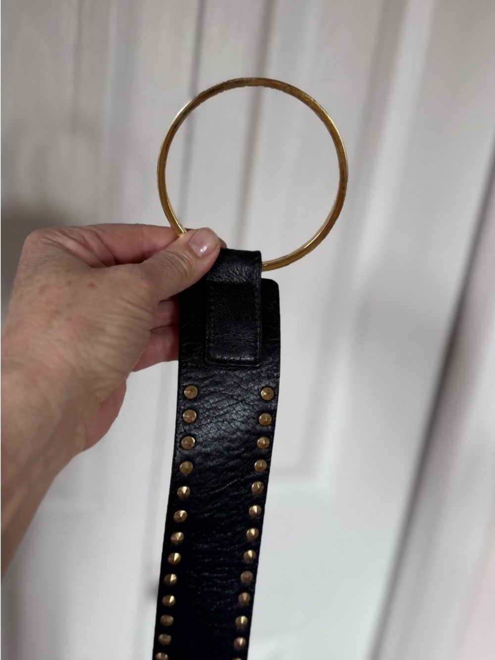 Streets Ahead Gold Ring Black Leather  Belt - Picture 8 of 9
